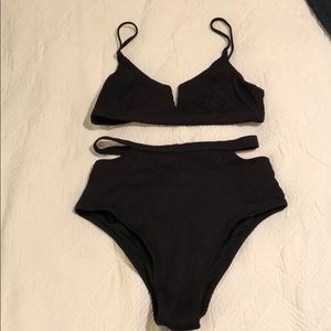 Cupshe Black Ribbed Bikini
